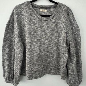 Madewell | Grey cropped sweater with puffed sleeves